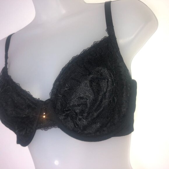 Lily of France Black Lace Bra 38D - Picture 2 of 7
